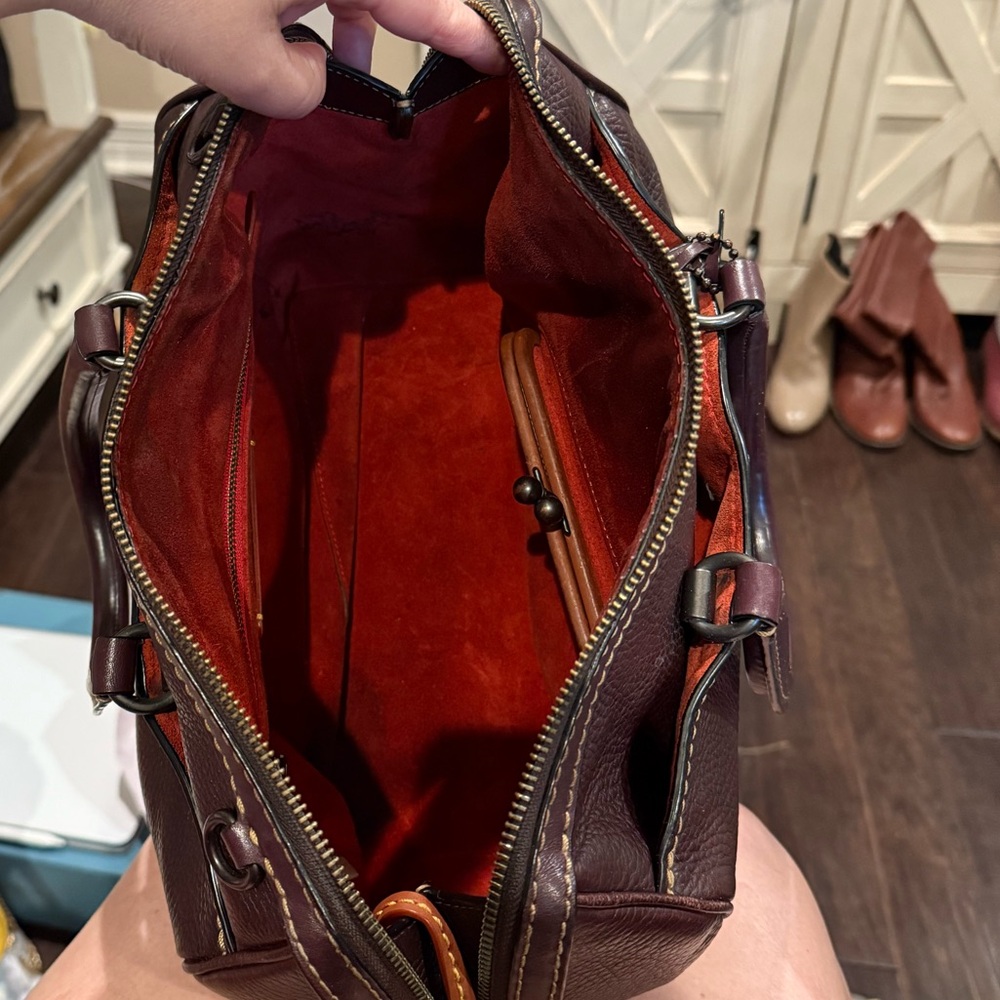 COACH OXBLOOD ROGUE SATCHEL BAG IN GLOVETANNED PEBBLE LEATHER SUEDE LINED FRENCH - Picture 10 of 16